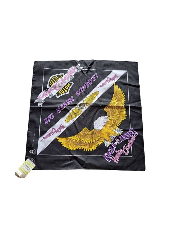 Harley Davidson Other - NEW Vintage Harley Davidson Eagle Bandana Legends Never Die Black 21"x21" USA